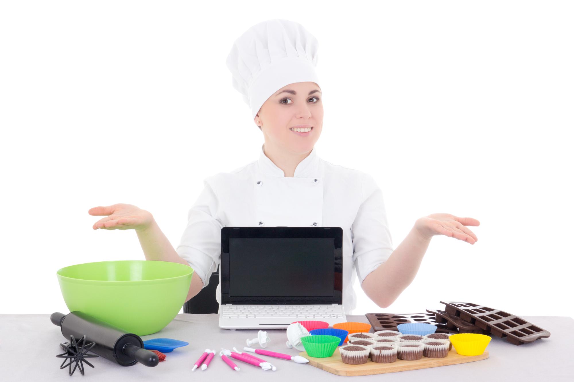 Lezione di cucina in diretta su schermo